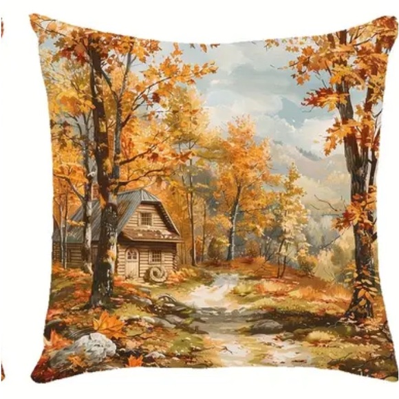 🎃NIP 4/pc/set Fall Scenery Square Pillow Covers 🍂PILLOW COVERS ONLY - Picture 5 of 6
